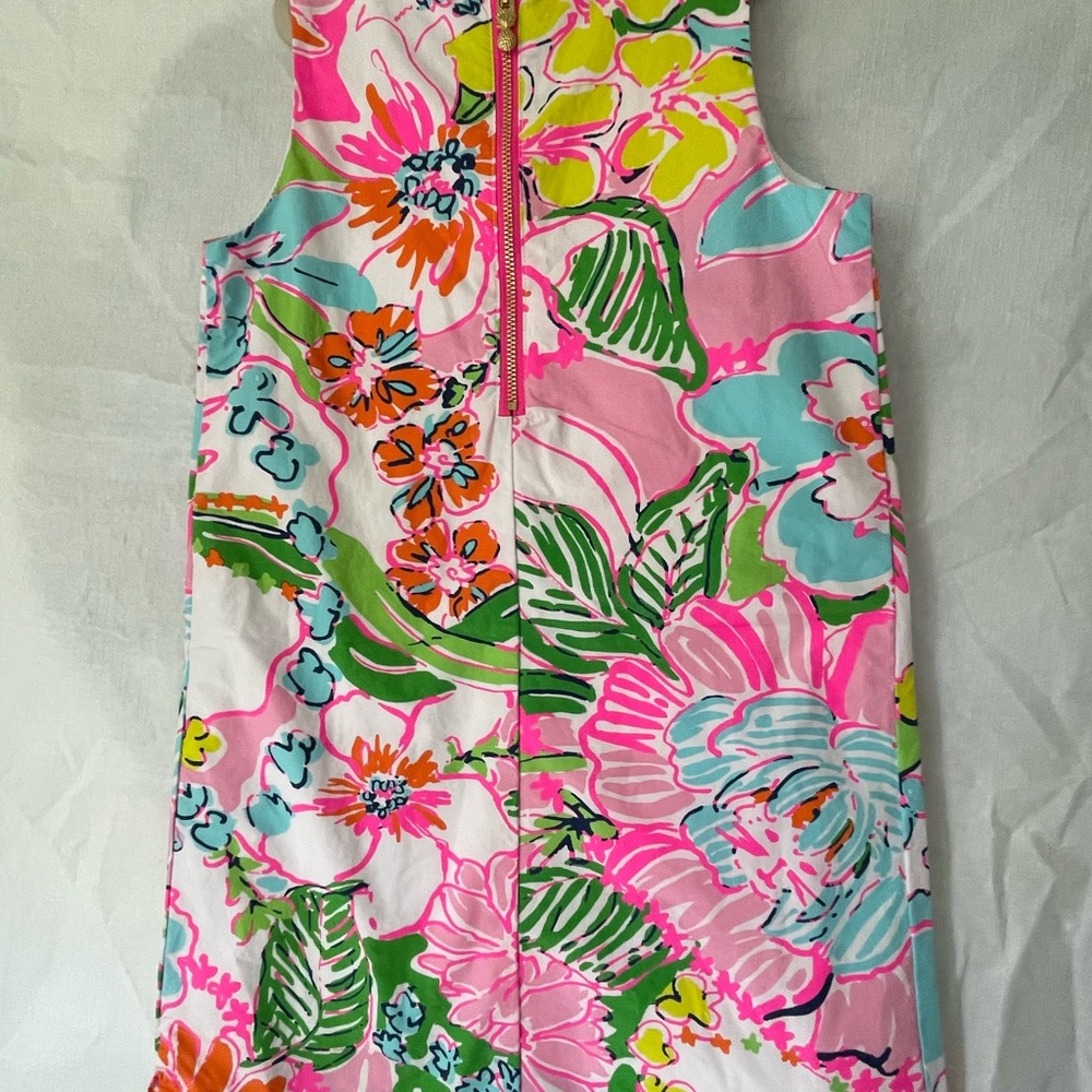 Lilly Pulitzer Girls Shift Dress Size 6 Pink Pout Floral Green Beach Pineapple - Picture 7 of 7